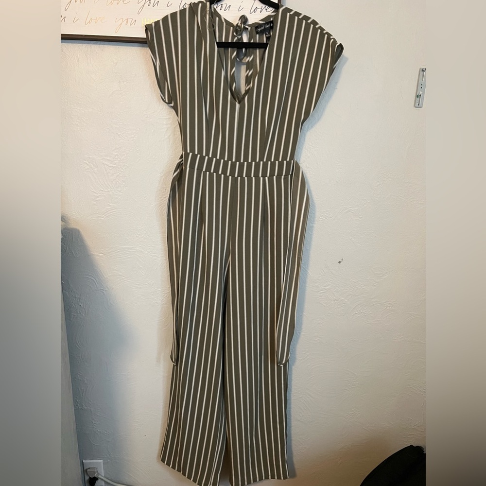 Green Striped Jumpsuit